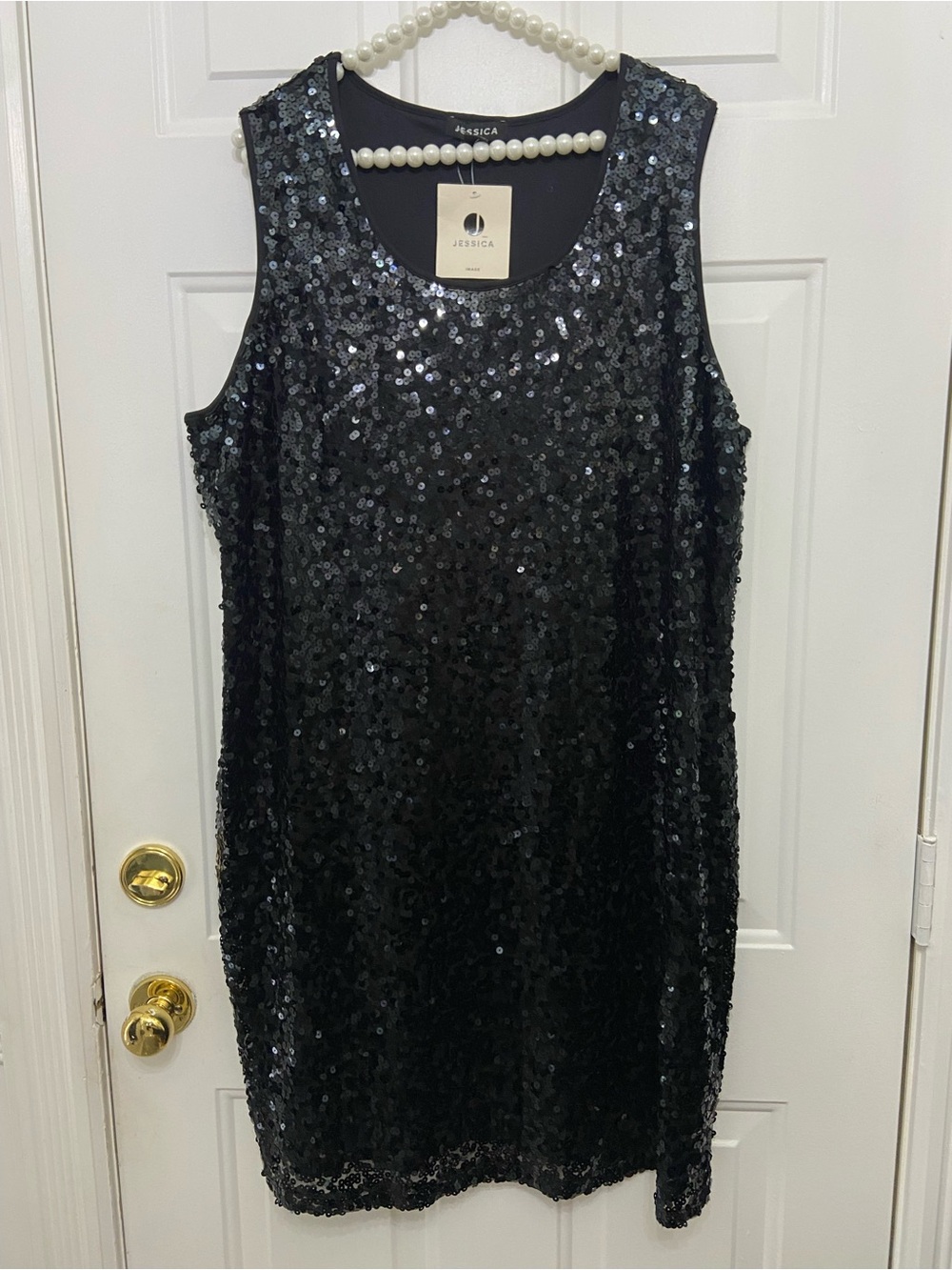 Jessica Black Sequin Sleeveless Cocktail Dress